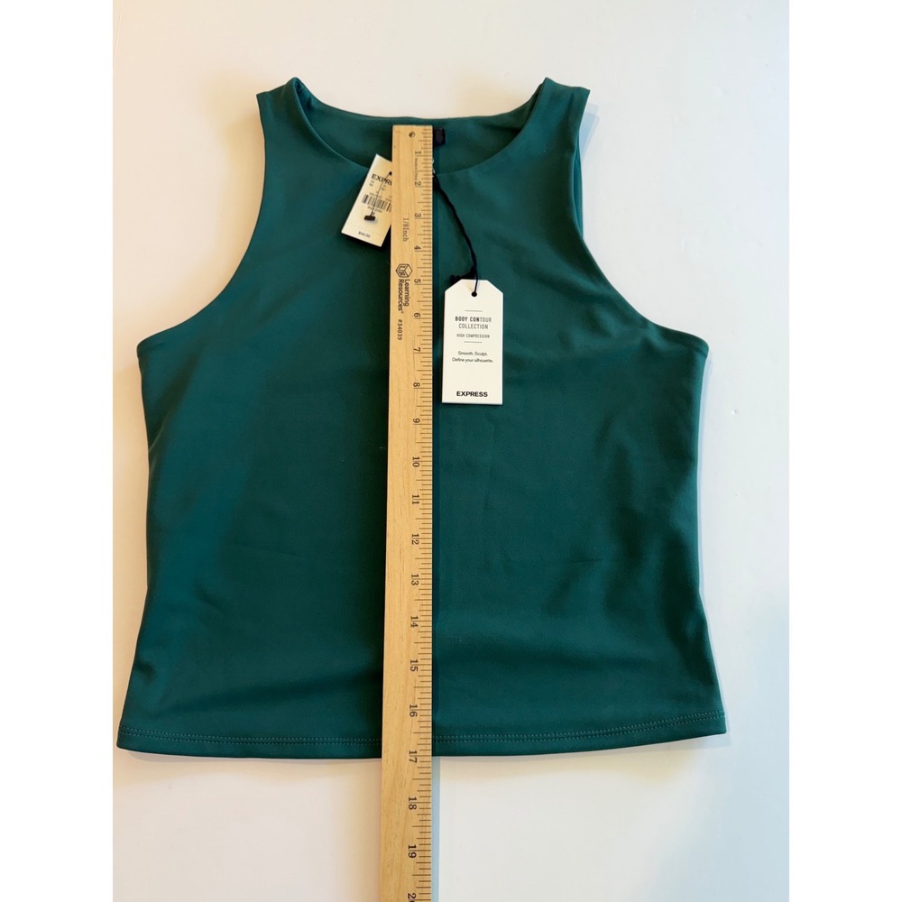 Express Body Contour High Compression High Neck Tank Top Green Medium NWT - Picture 3 of 6